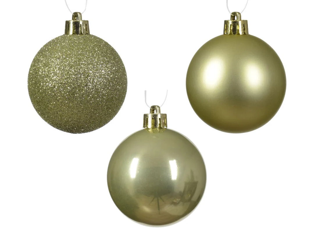 6cm Mixed Shatterproof Baubles - Tube of 10 Pistachio