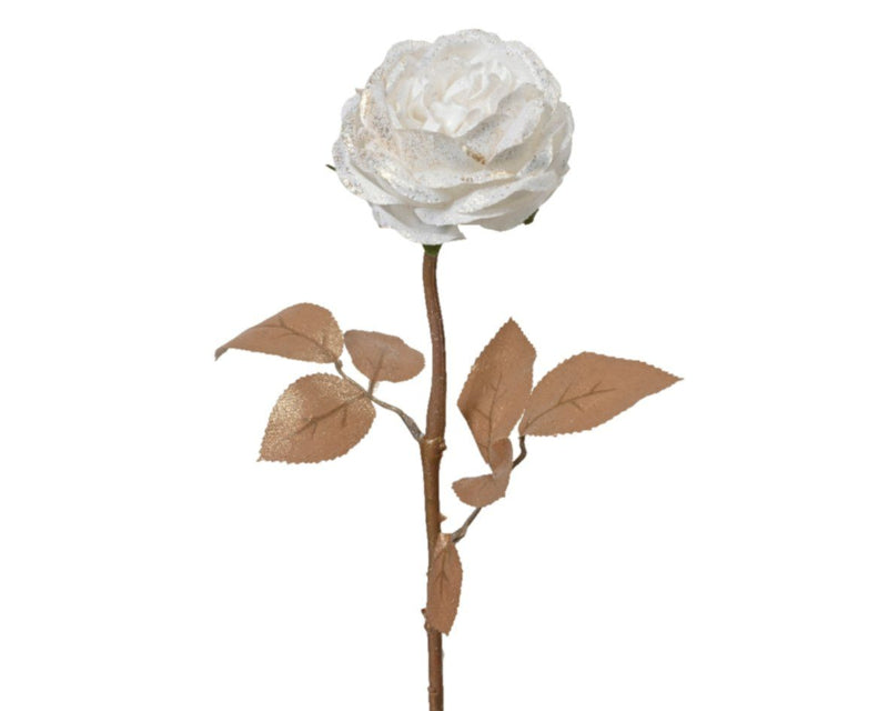 57cm Rose On Stem White