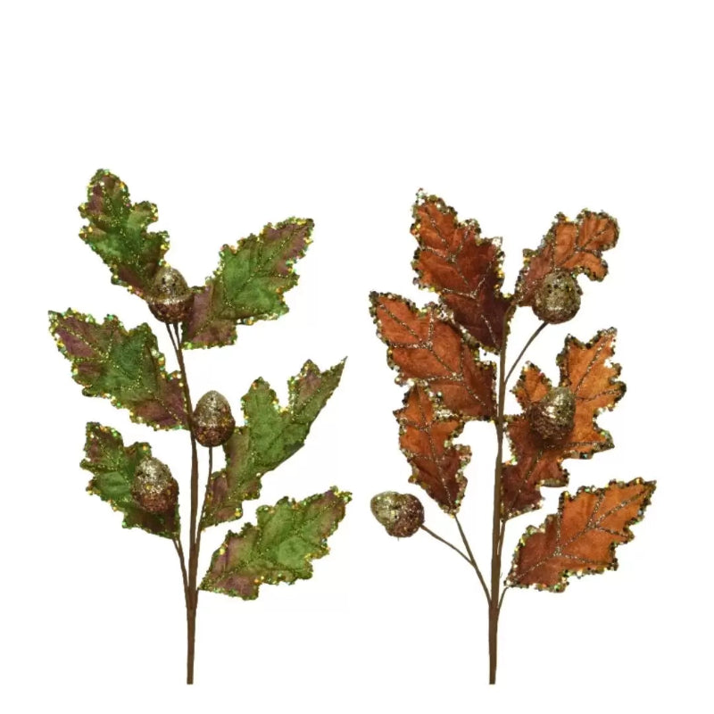 68cm Velvet Oak Leaf Spray