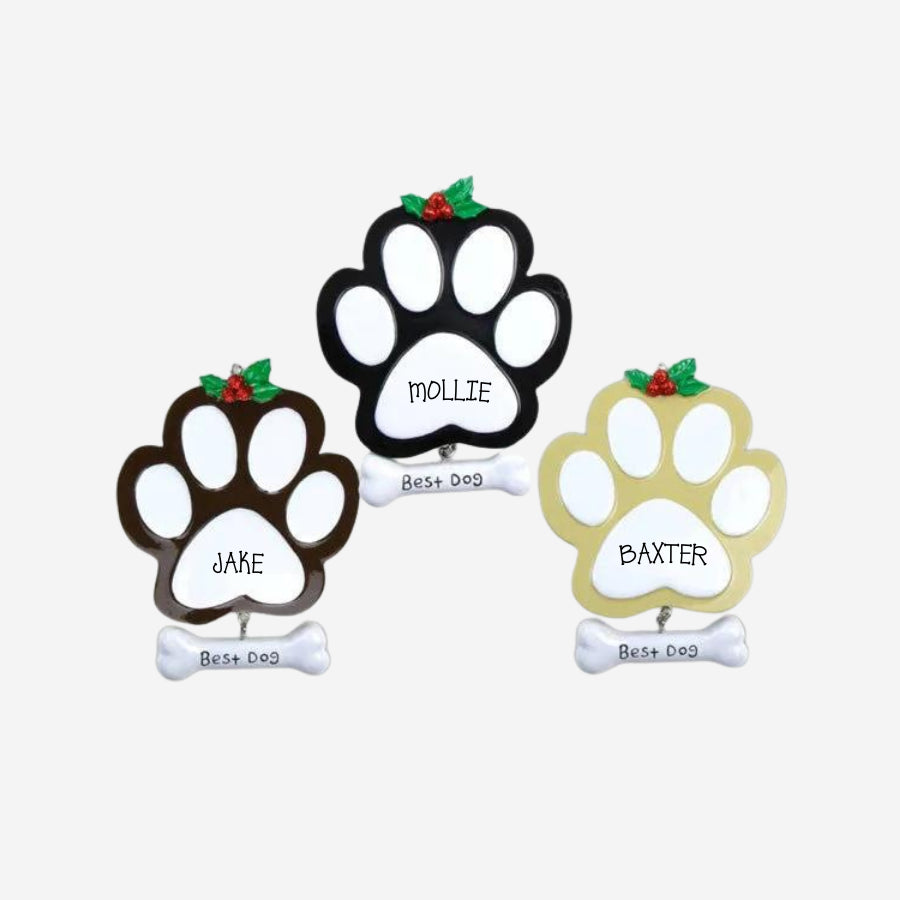 Dog Paw With Holly Ornament