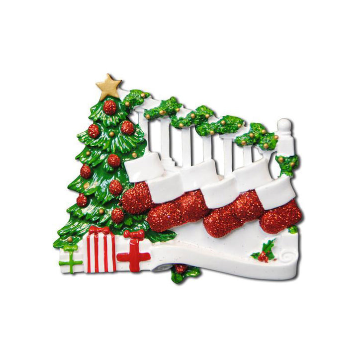 Bannister With Stockings Christmas Ornament