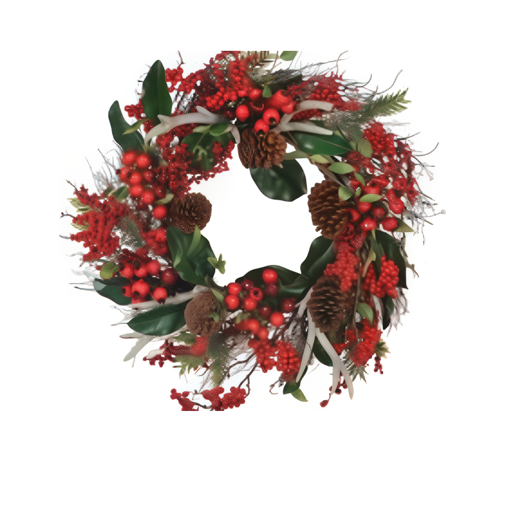 20" Antler Berry & Cone Wreath