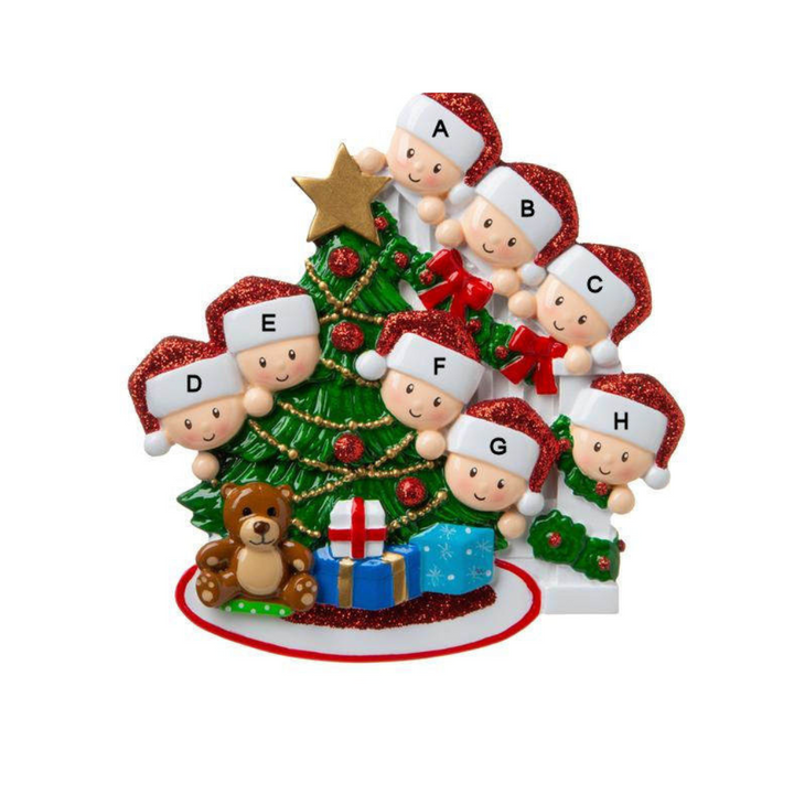 Peeking Family Christmas Ornament