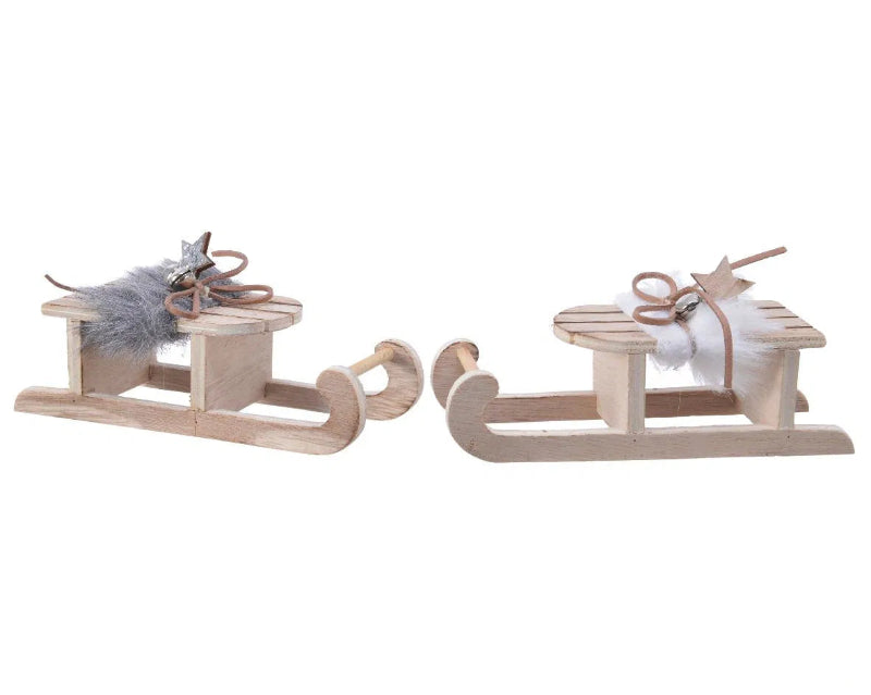 Wooden Sled With Faux Fur