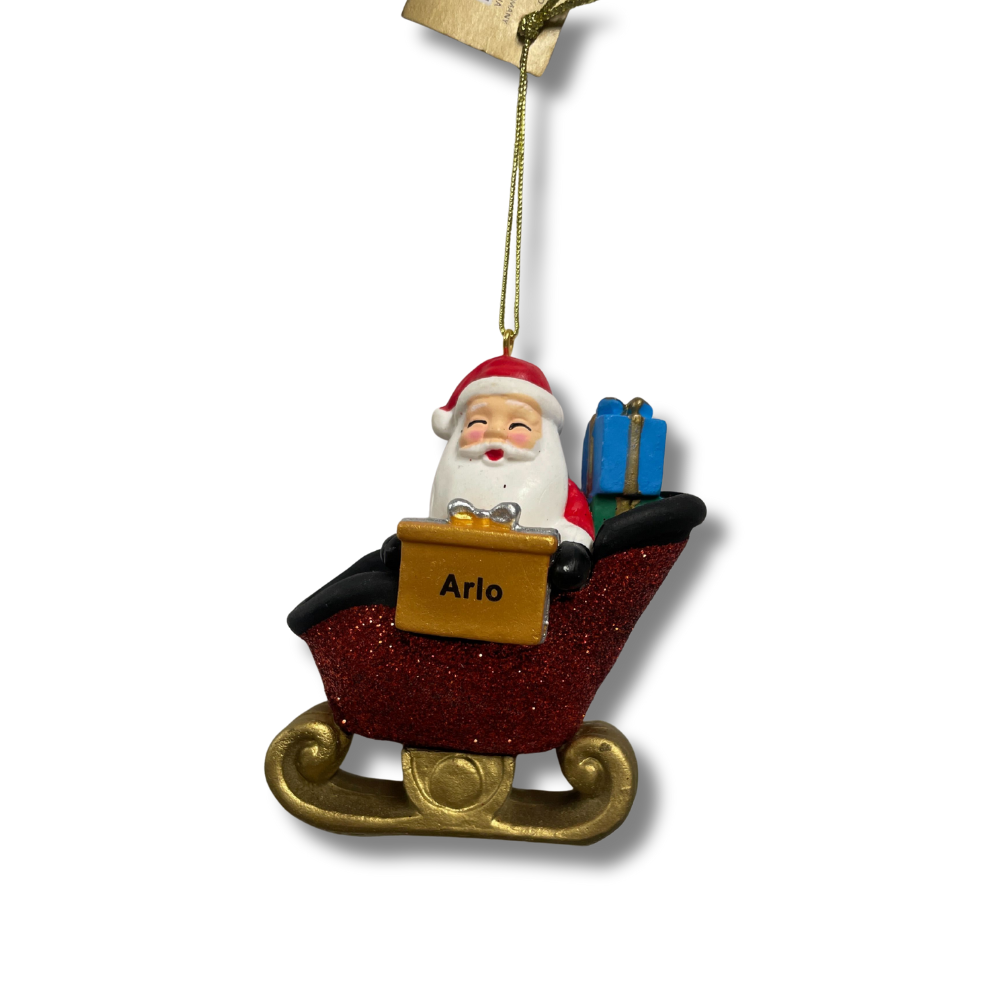 Santa In Sleigh Personalised Tree Decoration