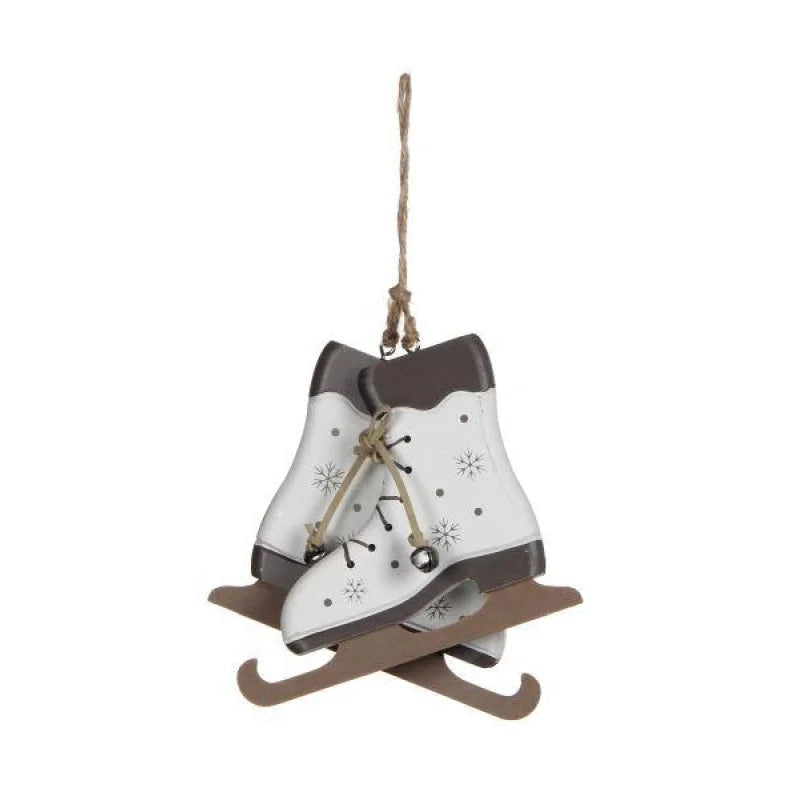 10cm Wooden Skates Brown & White