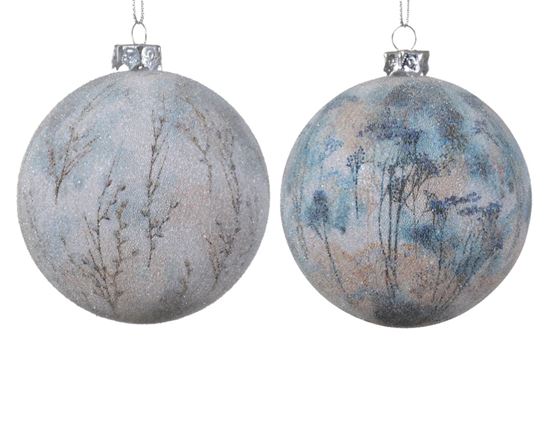 Bauble Polyfoam 8cm  Blue & White
