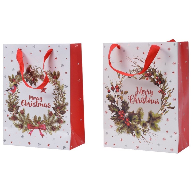 32cm Gift Bag Glitter Wreath