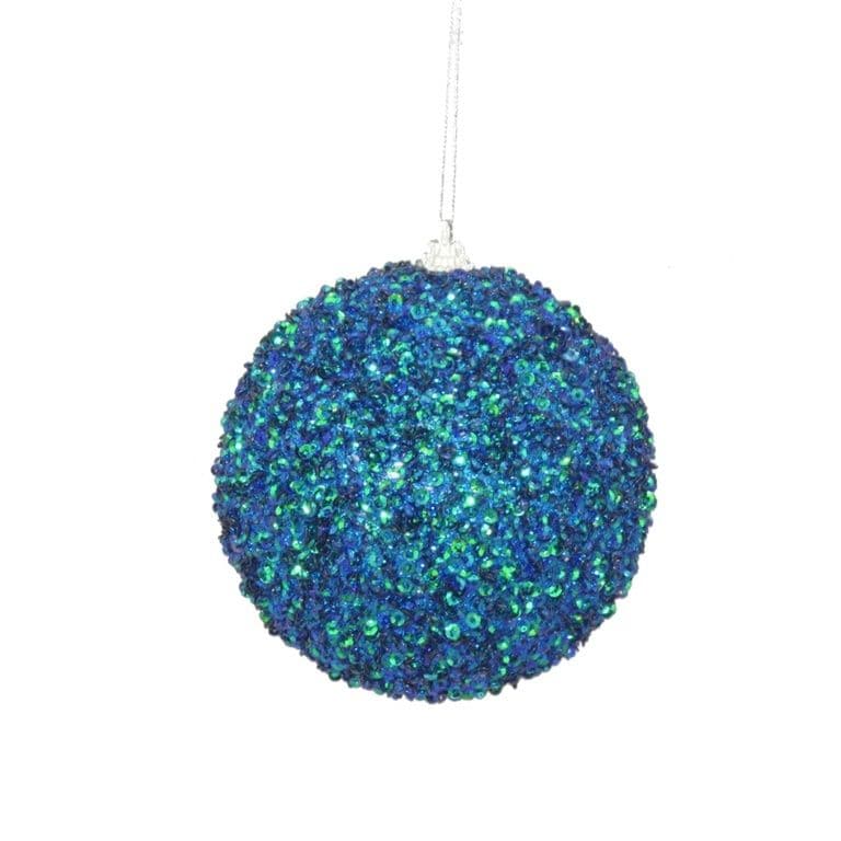 10cm Mini Sequin King Bauble Blue 10cm