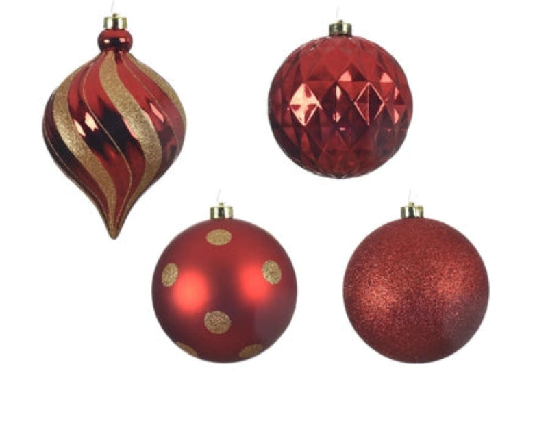 15cm Shatterproof Bauble Christmas Red - Set of 6