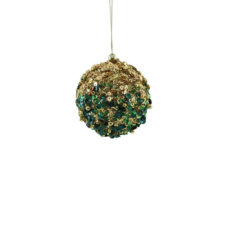Bead Encrusted Bauble - Gold & Green