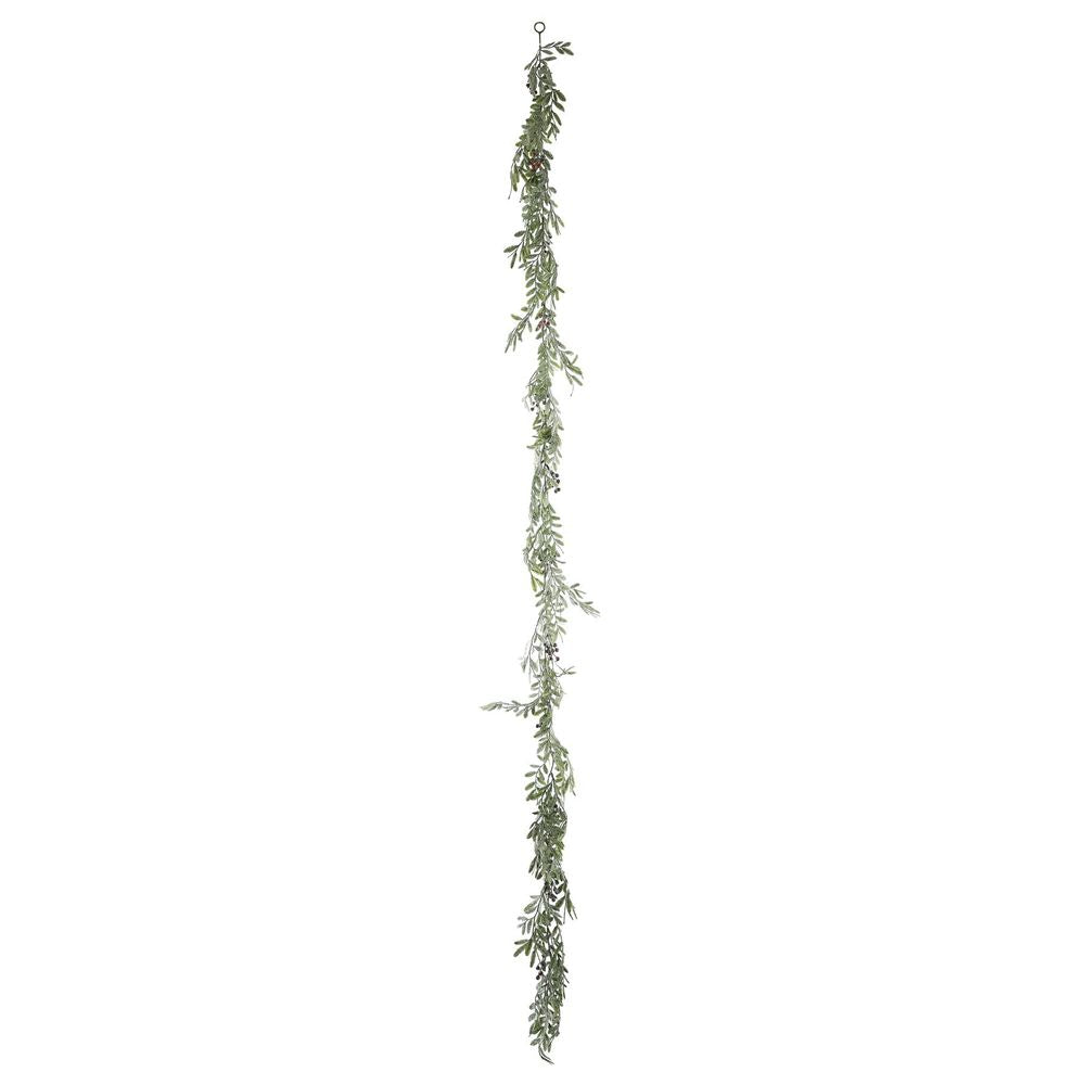 6ft Sparkle Leaf Berry Garland Green/Red
