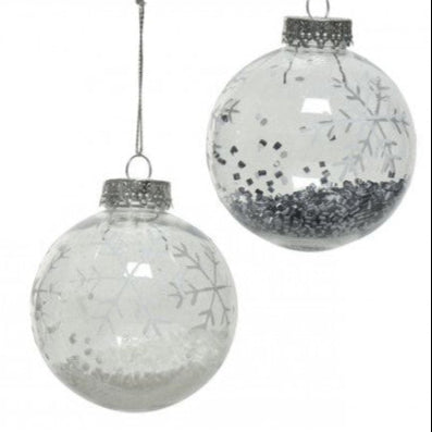 Transparant Bauble Snowflake 8cm