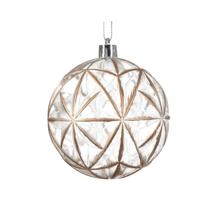8cm Shatterproof Bauble Gold & Clear