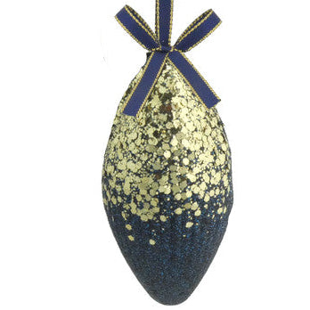 navy and gold Christmas tree baubles
