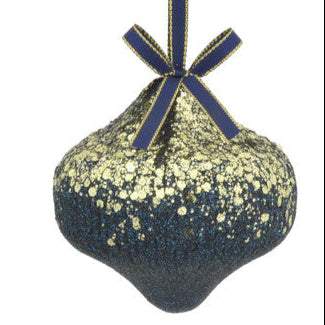 navy and gold Christmas tree baubles