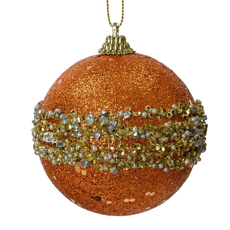 Foam Bauble With Beads 8cm Red Copper