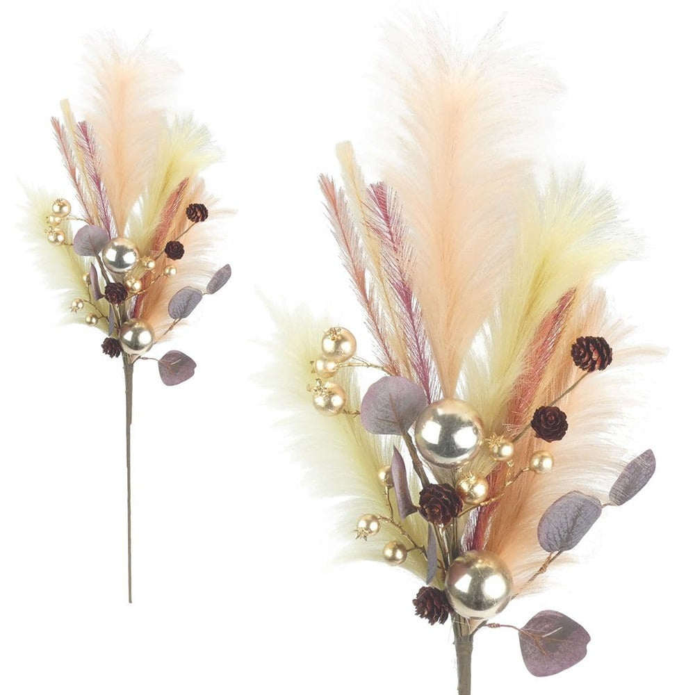Pampas Bauble Stem Ruby Mix