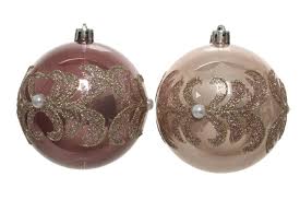 Bauble Shatterproof Enamel Pearl & Glitter 8cm
