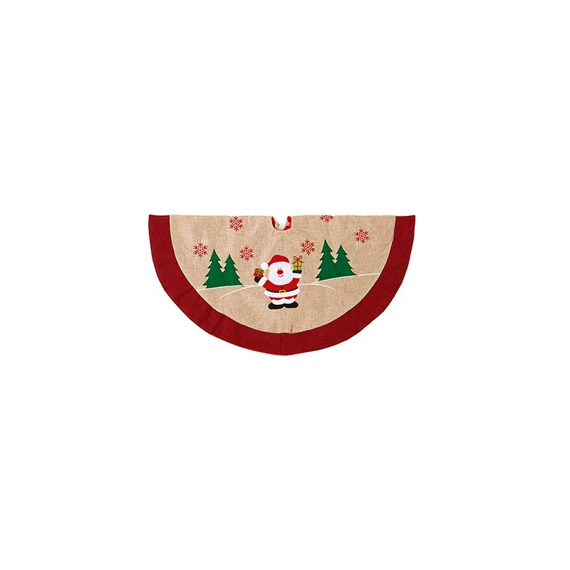 Jute Tree Skirt W/ Santa - 90cm | 3ft