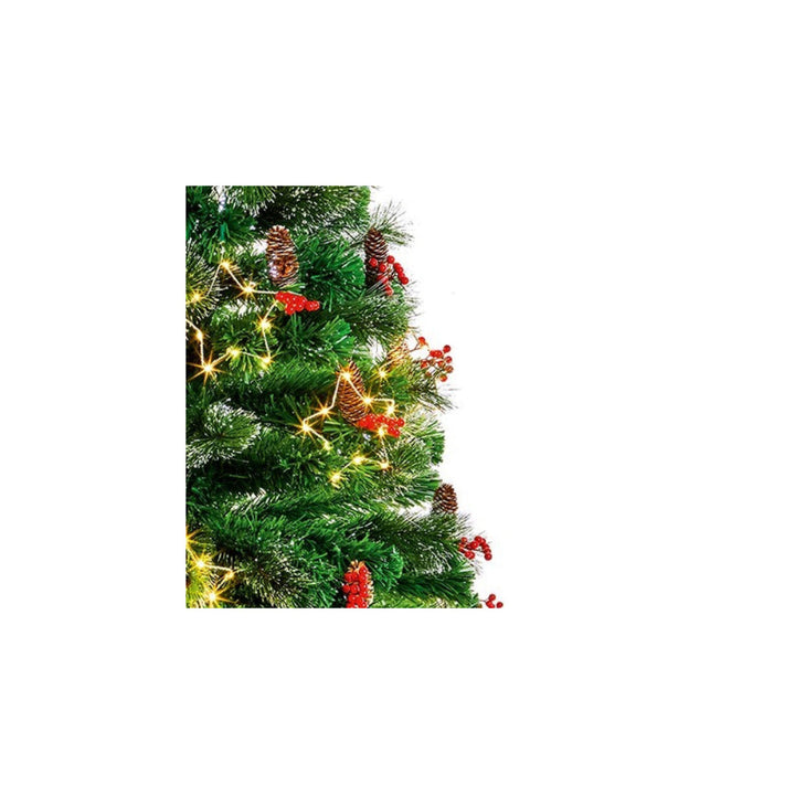 Fibre Optic Christmas Tree - Snow Tipped LED With Berries & Pine Cones
