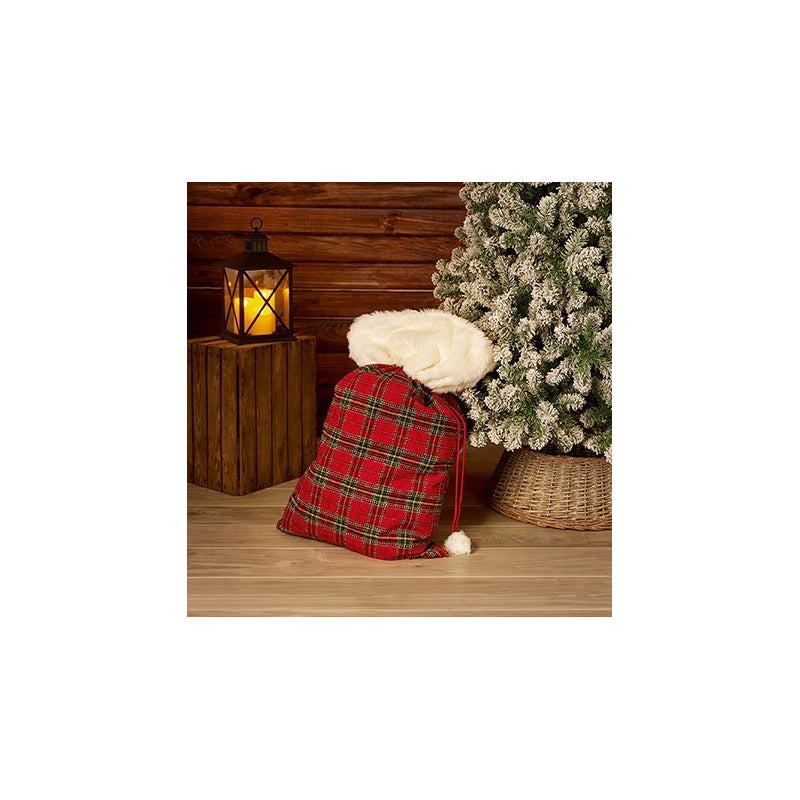 Tartan Sack With Fur Edge Trim