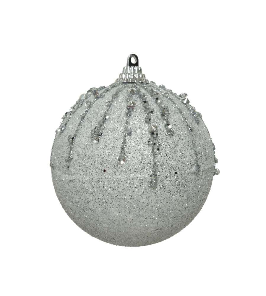 Foam Bauble With Glitter Silver