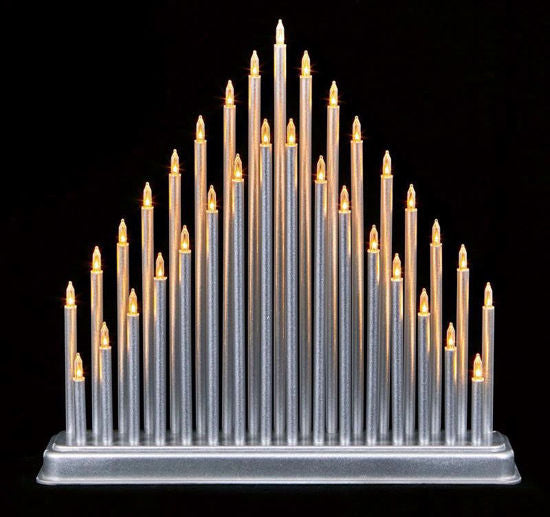 34cm Candlebridge Silver With Warm White LED'S