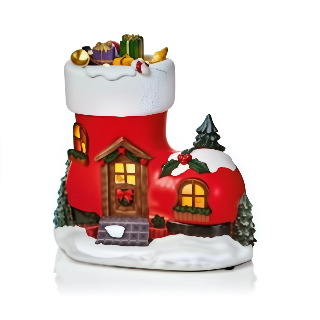 Battery Operated Lit Santa Boot House