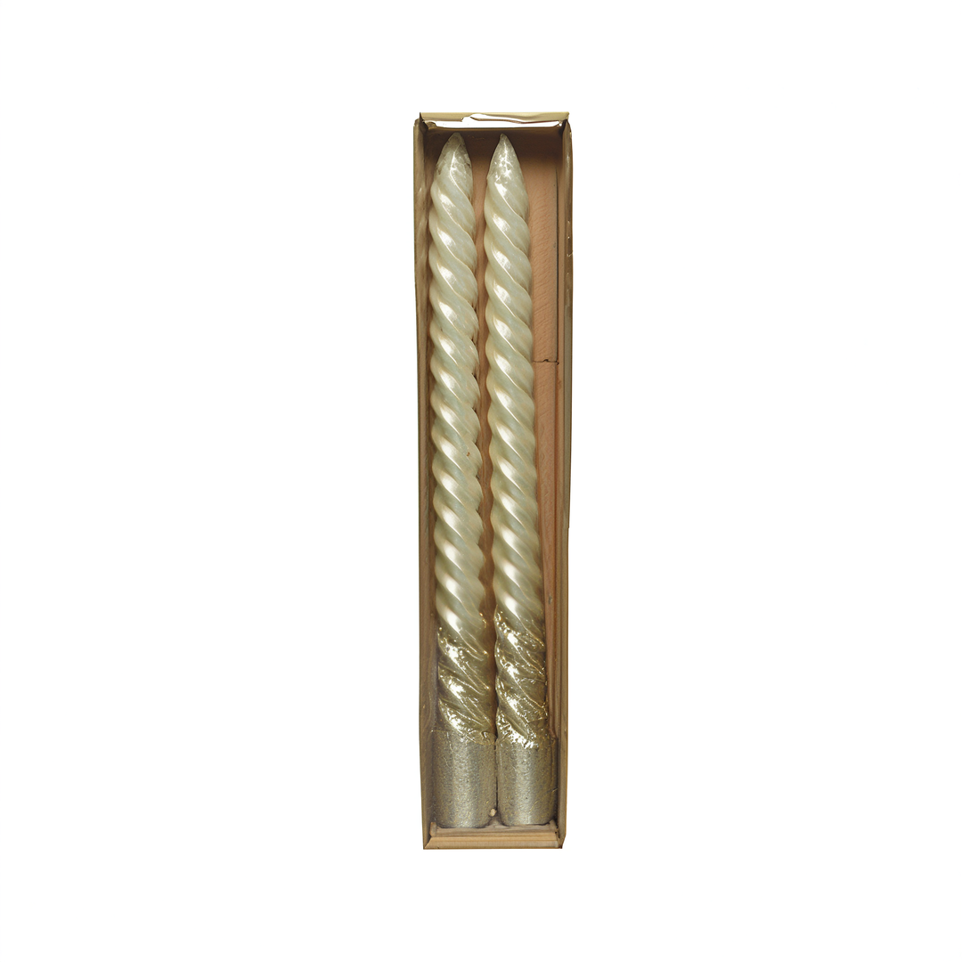 Wax Red Candles Swirl Design - Set of 2 Cream