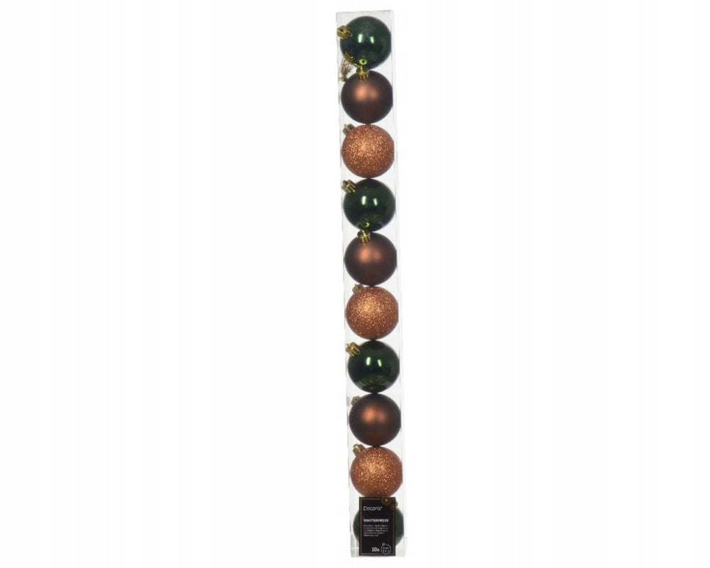 6cm Mixed Shatterproof Baubles - Tube of 10 Woodland