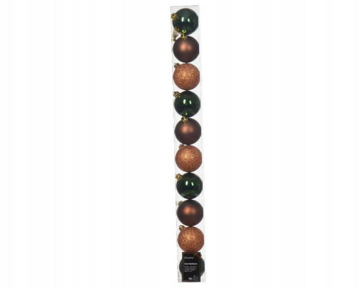6cm Mixed Shatterproof Baubles - Tube of 10 Woodland