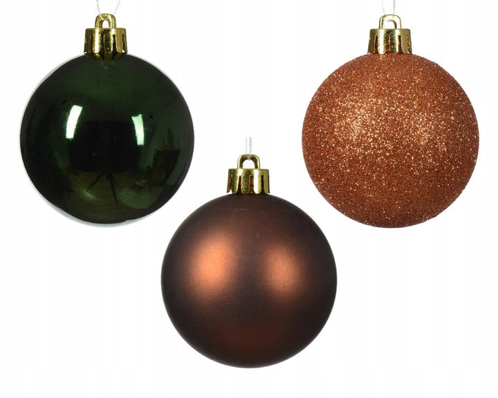 6cm Mixed Shatterproof Baubles - Tube of 10 Woodland