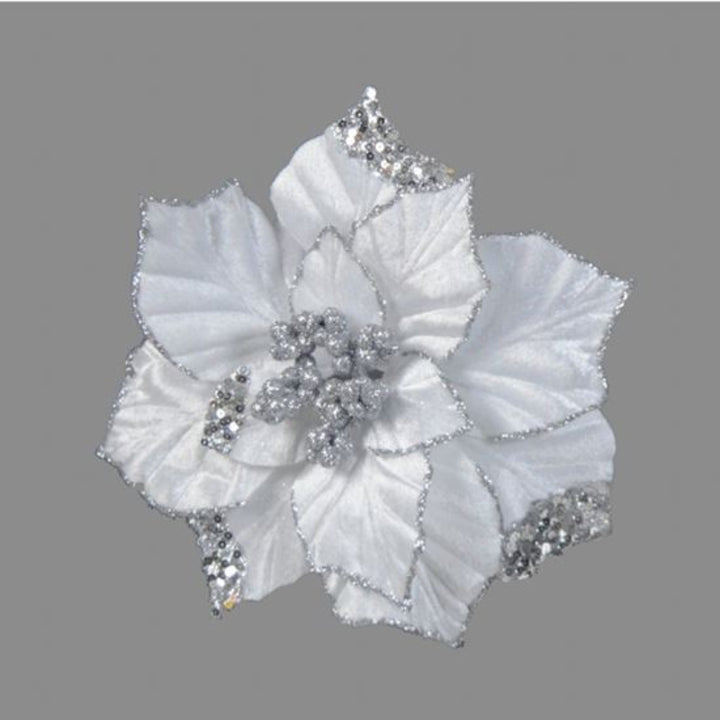 22cm Clip Velvet Poinsettia