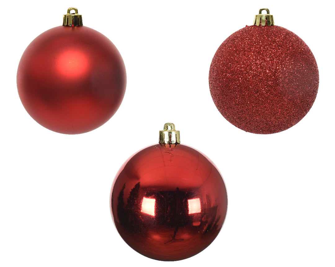 Shatterproof Baubles Christmas Red - Set of 10