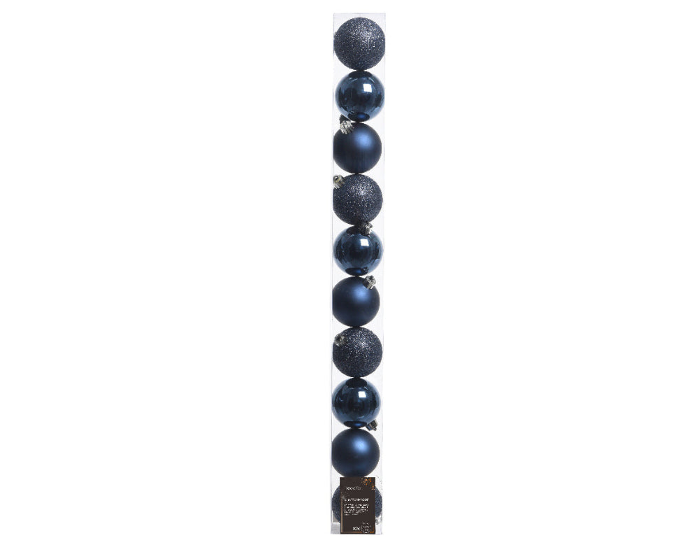 6cm Mixed Shatterproof Baubles - Tube of 10 Night Blue