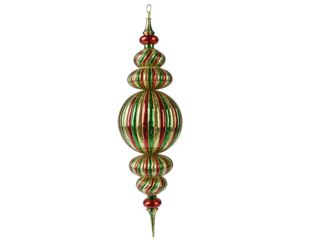 71cm Ornament Polystyrene Shiny Green Red & Gold
