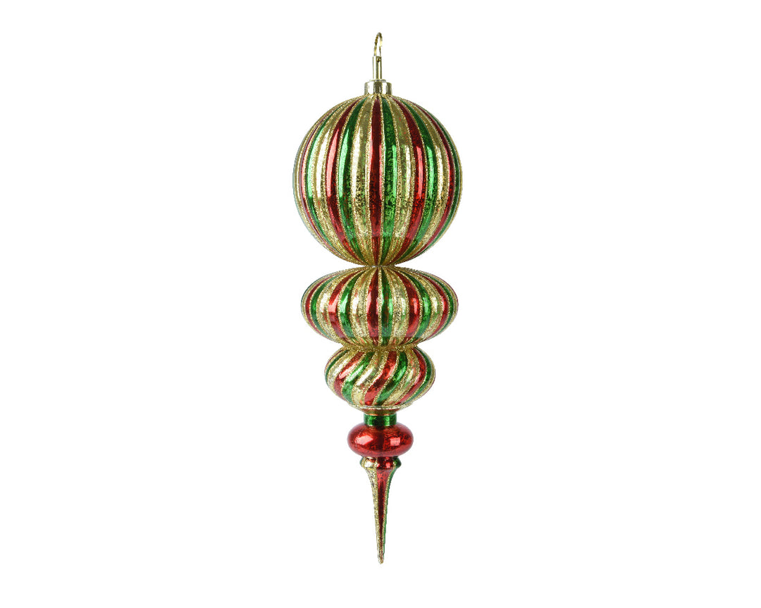 43cm Ornament Polystyrene Shiny Green Red & Gold