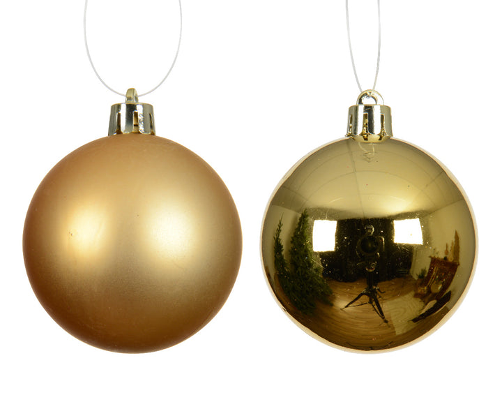 Box Of 4 10cm Baubles Polystyrene Shiny & Matt Gold