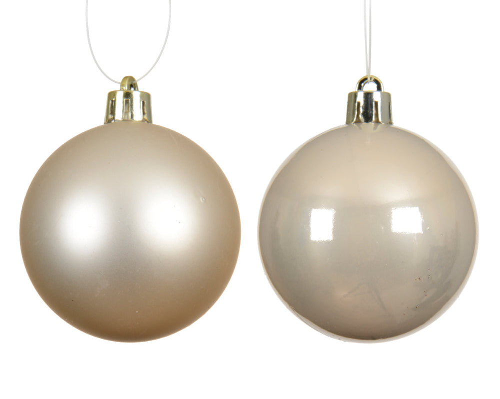 Box Of 4 10cm Baubles Polystyrene Shiny & Matt Pearl