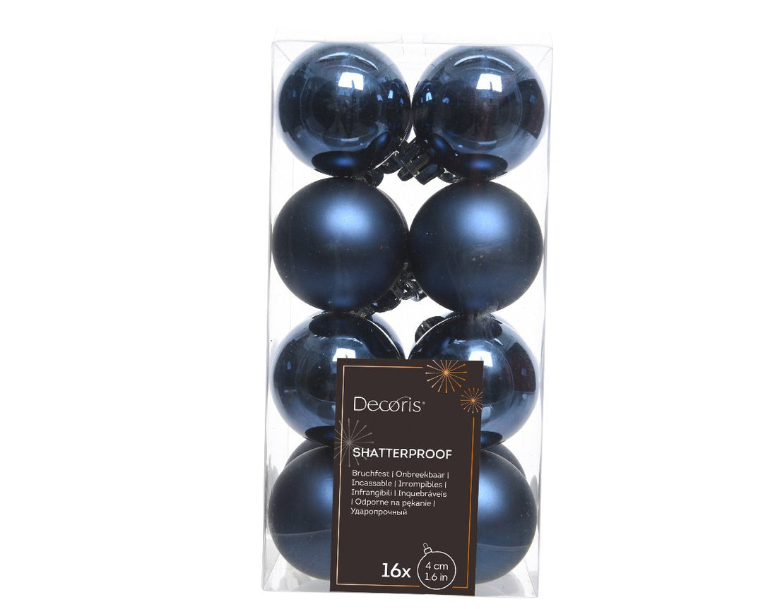 Kaemingk Mixed Blue Shatterproof Baubles - Box of 16