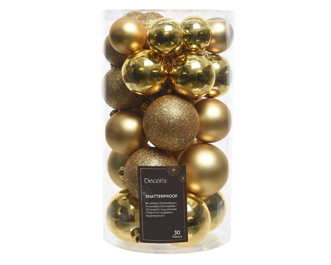 Kaemingk Mixed Shatterproof Baubles - Tube of 30