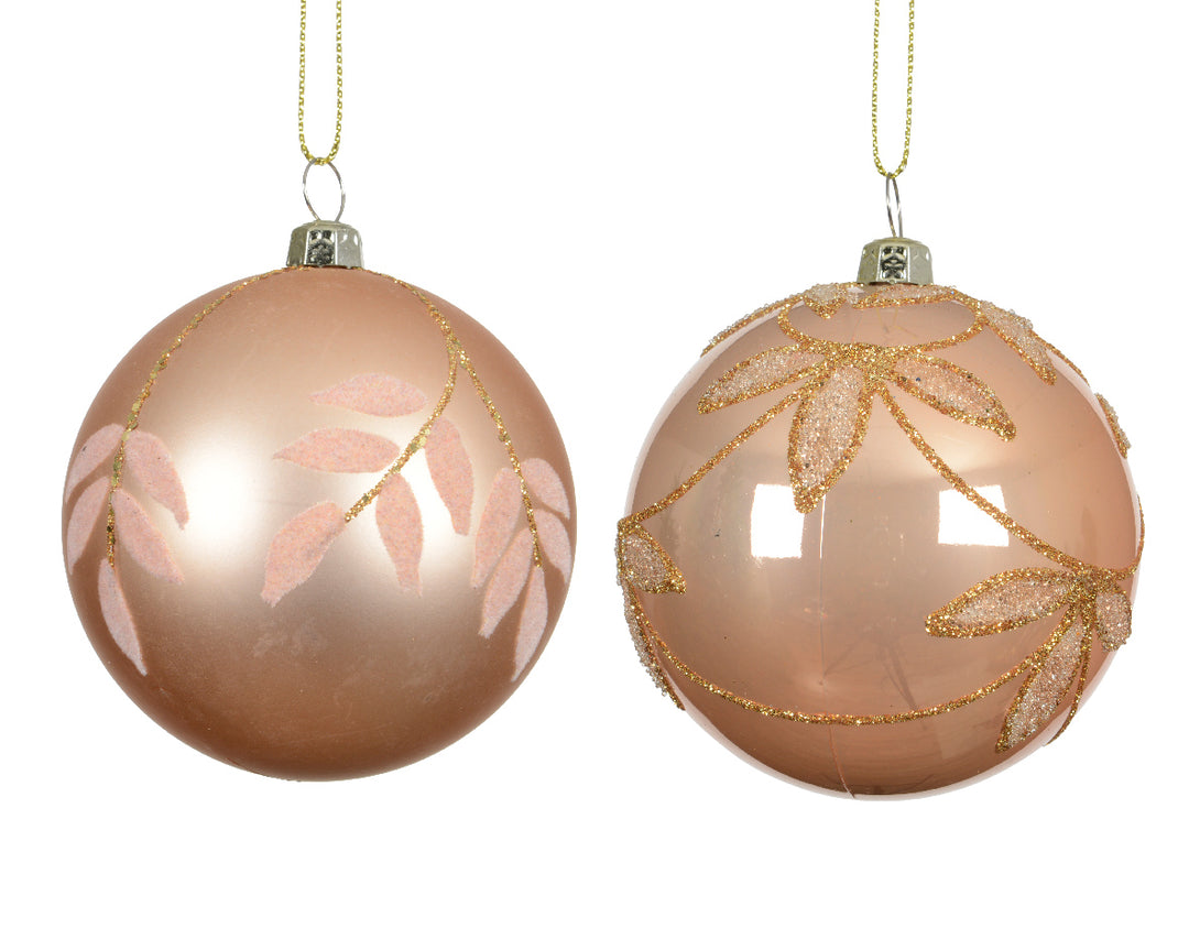 8cm Bauble Polystyrene With Beads Peach Pearl
