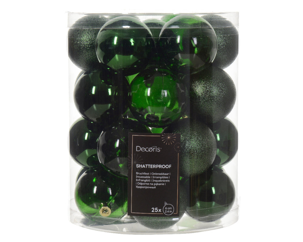 6cm Shatterproof Baubles - Pine Green (Box of 25)