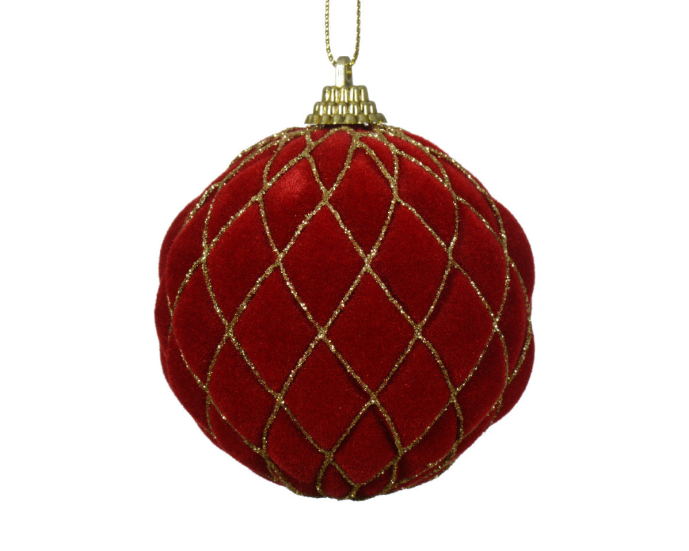 8cm Bauble Foam With Gold Glitters & Check