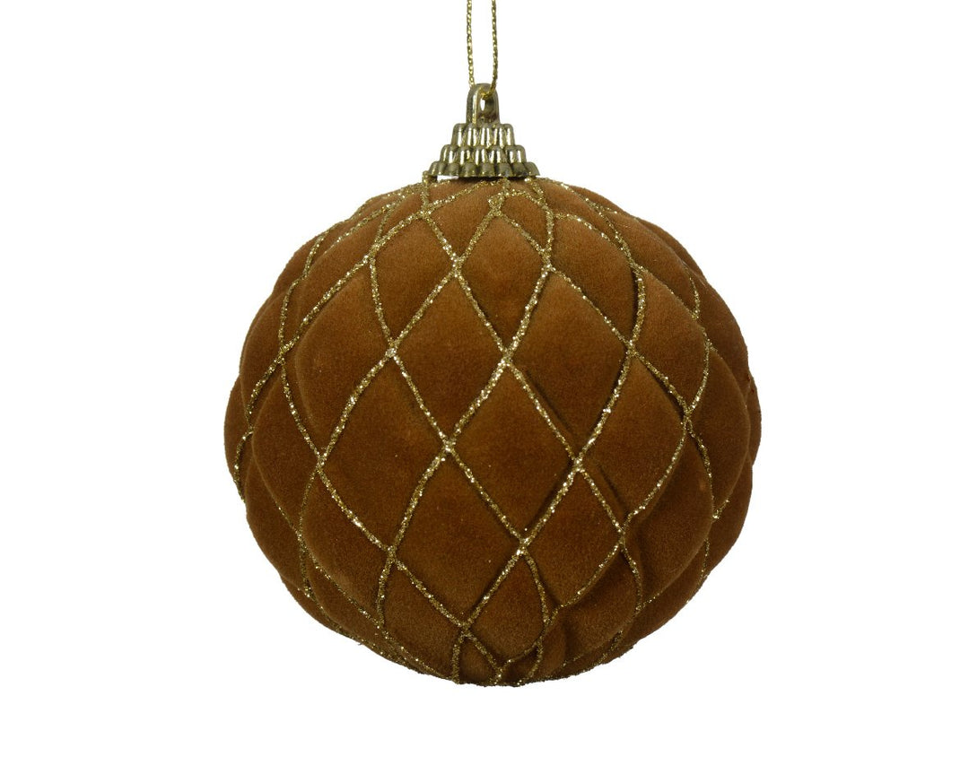 Kaemingk Plastic Bauble On Wire W/ Gold Glitters & Check