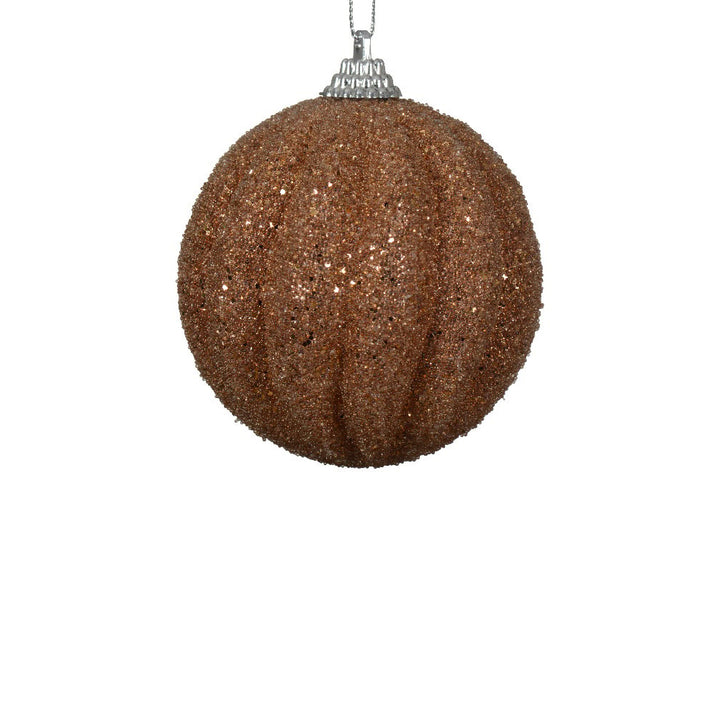 Brown Foam Bauble On Wire W/ Beads & Glitters