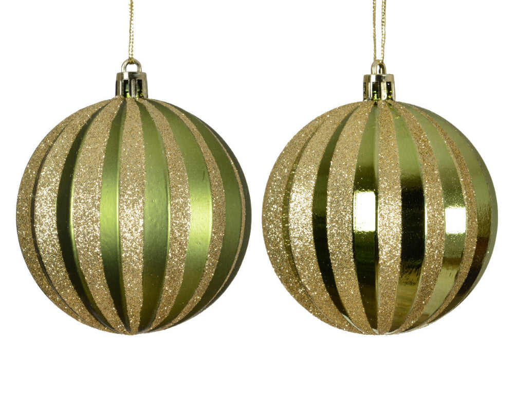 8cm Bauble Plastic Shiny/Matt Pine Green