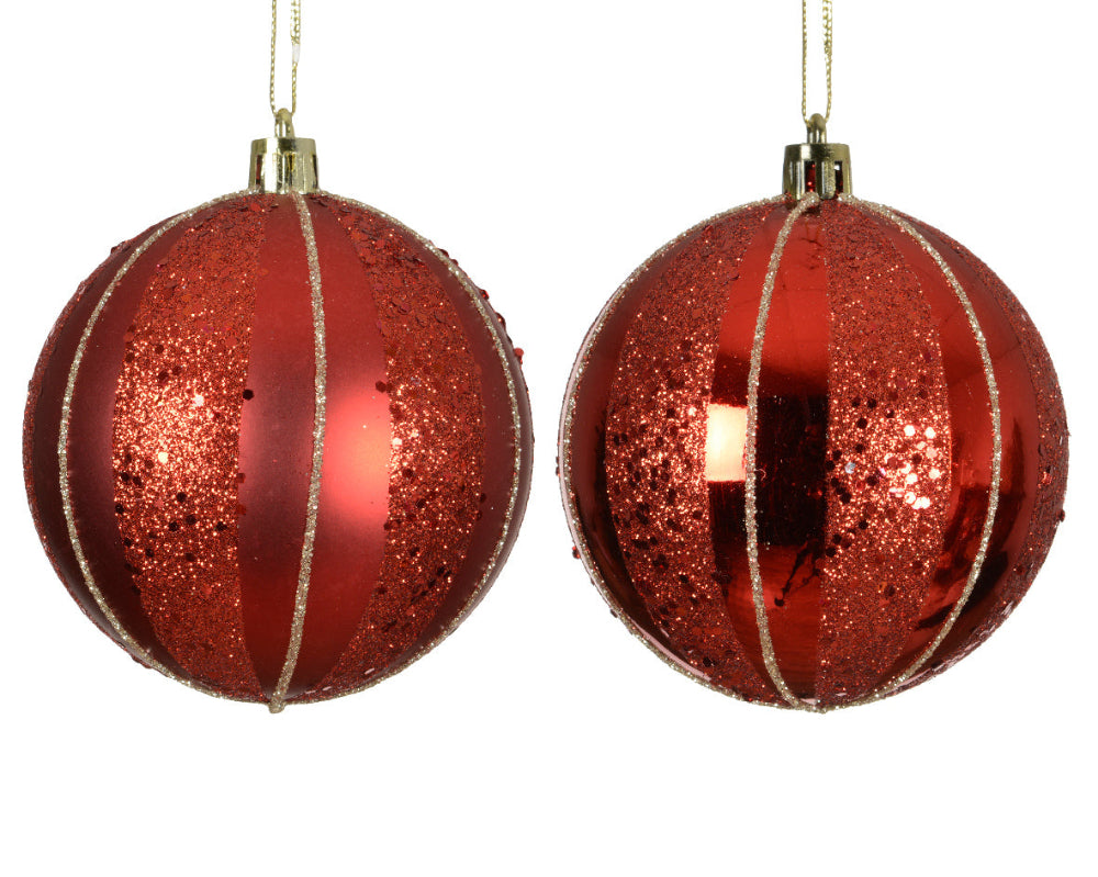 8cm Bauble Plastic Christmas Red