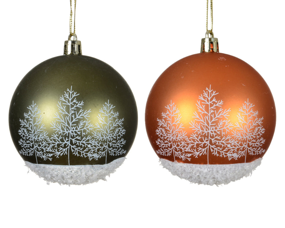8cm Bauble Plastic With Tree Design